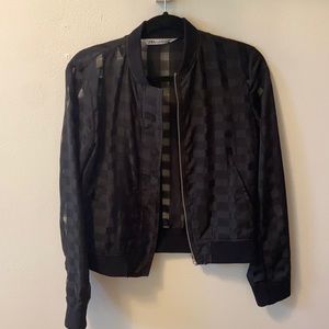 Zara black sheer checker short zipper blazer